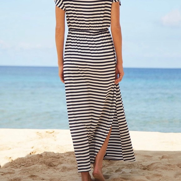 Navy & White Striped Swimsuit Cover Up - Picture 2 of 3